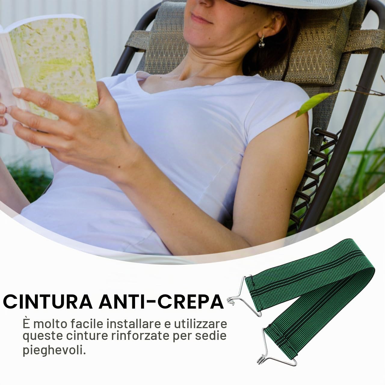 HANABASS Set Di 5 Cinghie Rinforzate Per Sedia, Cinghia Di Rinforzo Per Sedia Pieghevole Per Sedie a Gravità, Cintura Elastica Anti-Rottura Per Sedie a Sdraio E Poltrone Reclinabili Da Patio