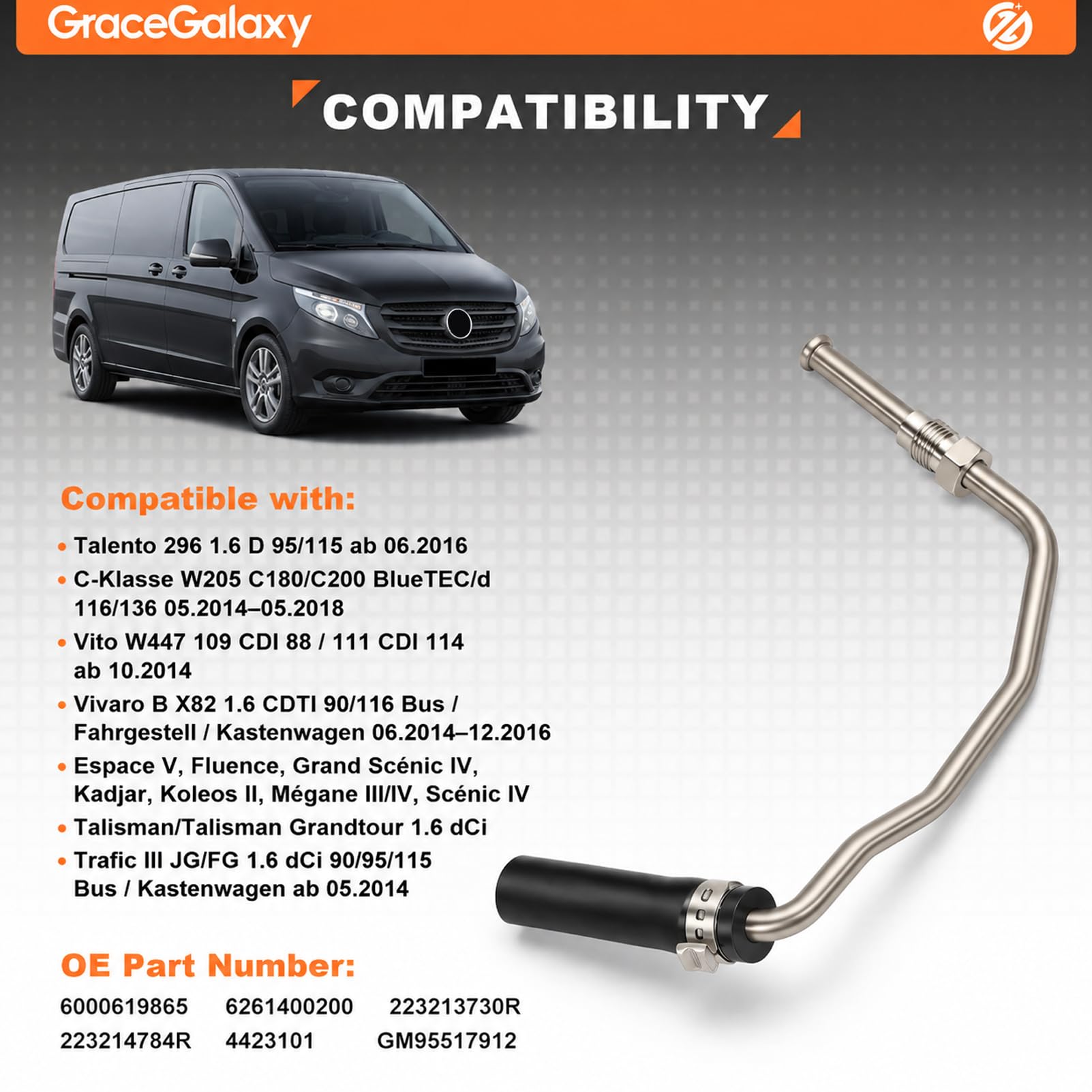 GRACEGALAXY Tuyau Capteur Pression Température Gaz D'échappement 223213730R Capteur de température d'échappement pour Talento Vito Vivaro B Espace V Kadjar Koleos II Scénic IV Talisman Trafic III 1.6