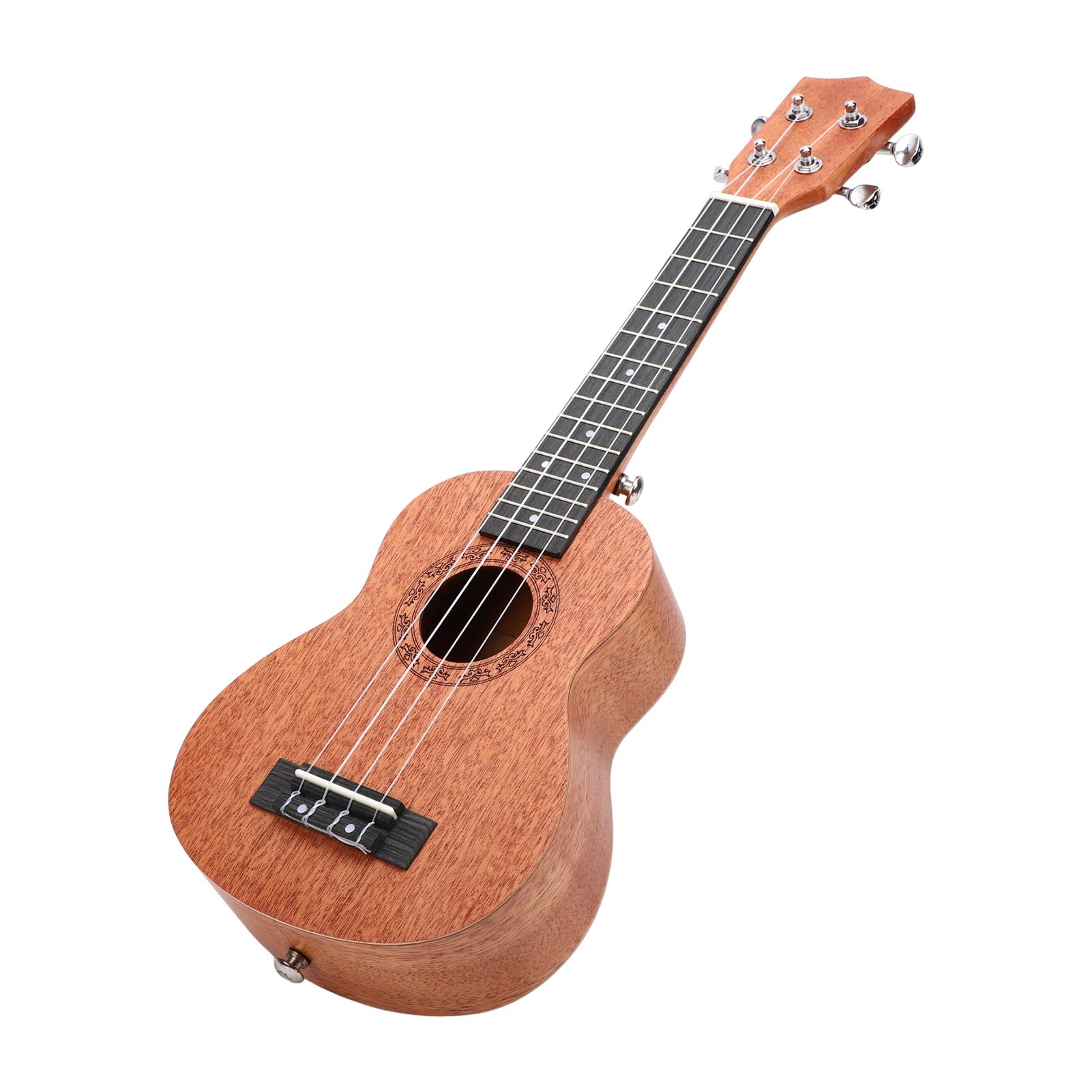 Ukelele de Caoba de 21 Pulgadas, Instrumento de 4 Cuerdas de Madera Maciza, Patrones de Grano Elegantes, Tono Rico, Marrón café, Afinador, Correa, Cejillas, Púas, Bolsa