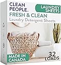 THE CLEAN PEOPLE Laundry Detergent Sheets - Laundry Soap - Ultra Concentrated, Recyclable Packaging, Stain Fighting - Fresh Scent, 32 Pack