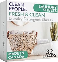 The Clean People Laundry Detergent Sheets - Laundry Soap - Ultra Concentrated, Recyclable Packaging, Stain Fighting - Fresh Scent, 32 Pack