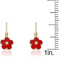 Vista 6 de aretes con pasador, flor bañada en oro 14 quilates, para niñas