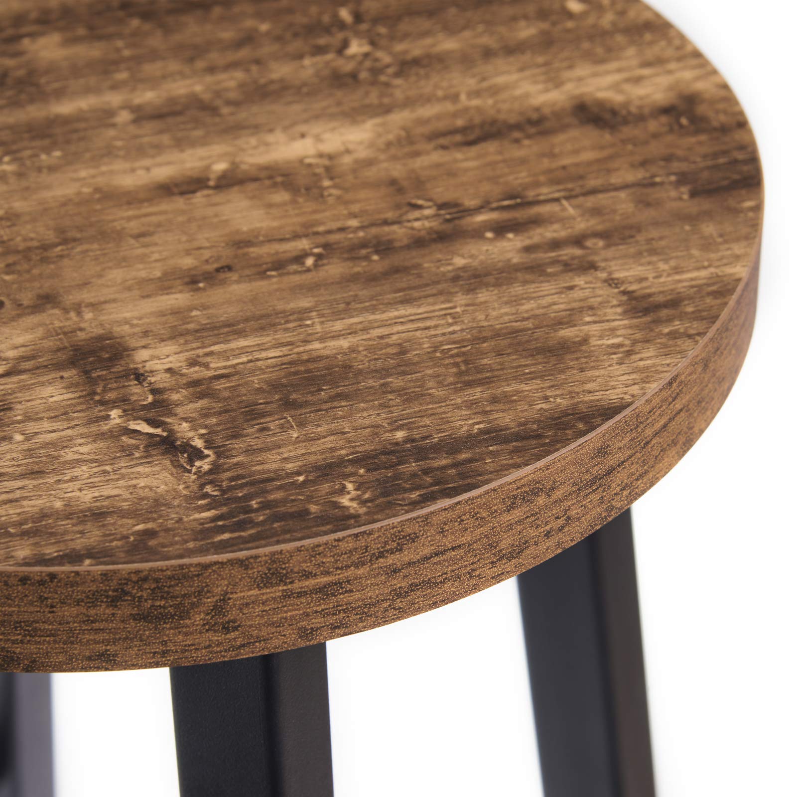WOLTU 4X Taburetes de Bar, Estructura de Metal, Vintage | con Reposapies, Asiento de MDF, para Comedor, Salón y Cafetería