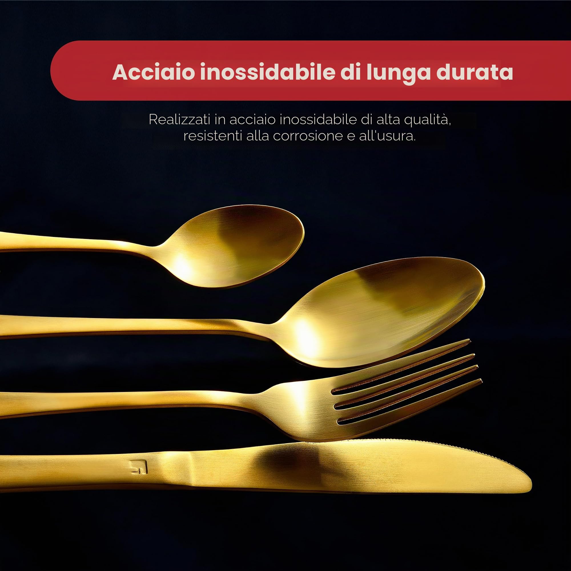 BERGNER Set 24 pezzi di posate in acciaio inox Monaco Oro Opaco