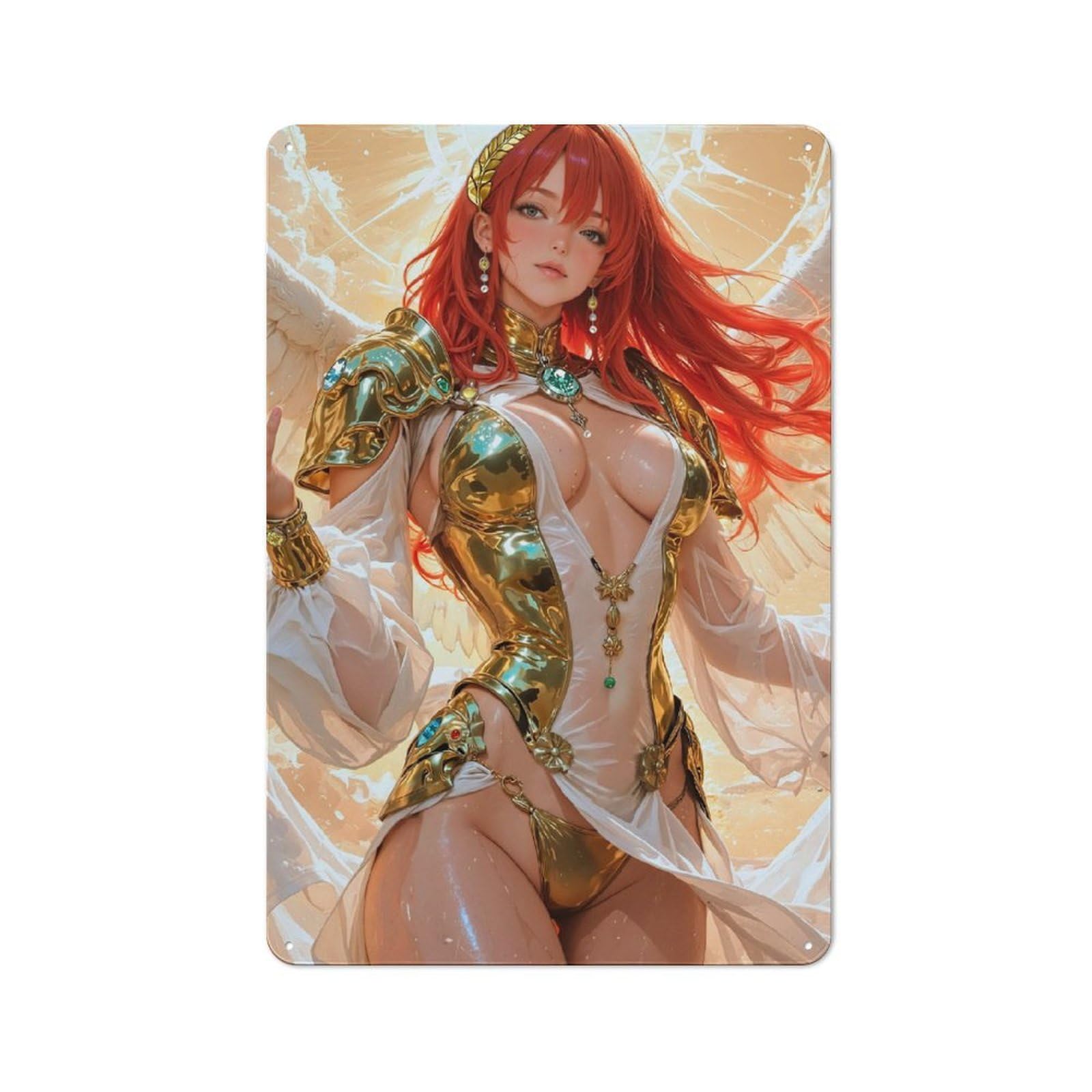 Garden Style Fantasy Battle Angel of The Sun Tin Sign 30x20cm, Porch Wall Decor for Patio Bar, Workshop, Shed Or Kitchen