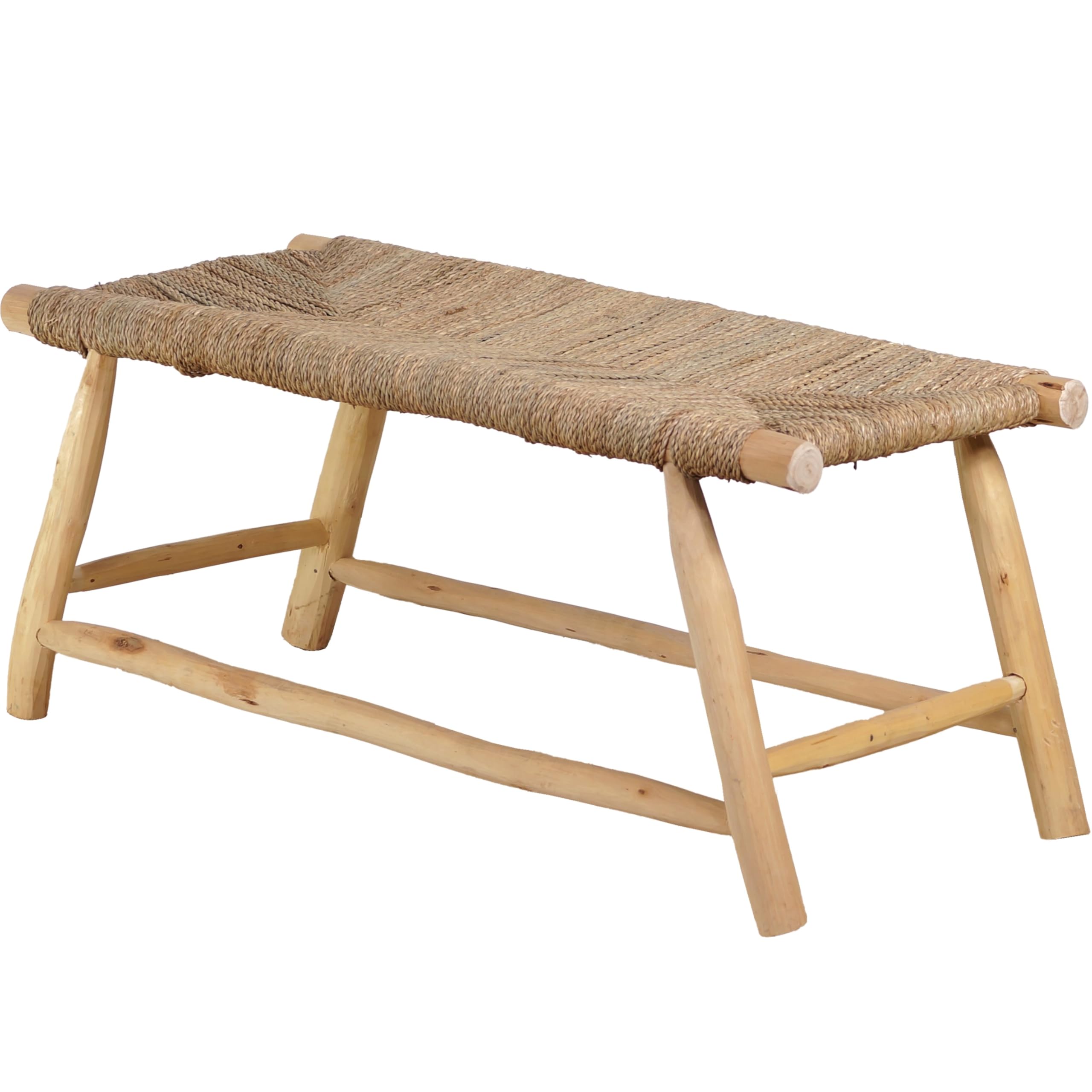 Banc en Bois Massif d'intérieur, Banquette Ethnique Naturelle, Fait Main | Bohème Chic 100cm