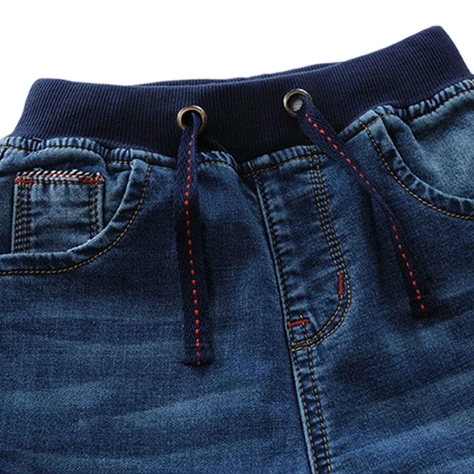 Genérico Pantalones de Chandal Niño Pantalones Vaqueros Rectos Lavados de Cintura Media con Elástico para Niño Pequeño y