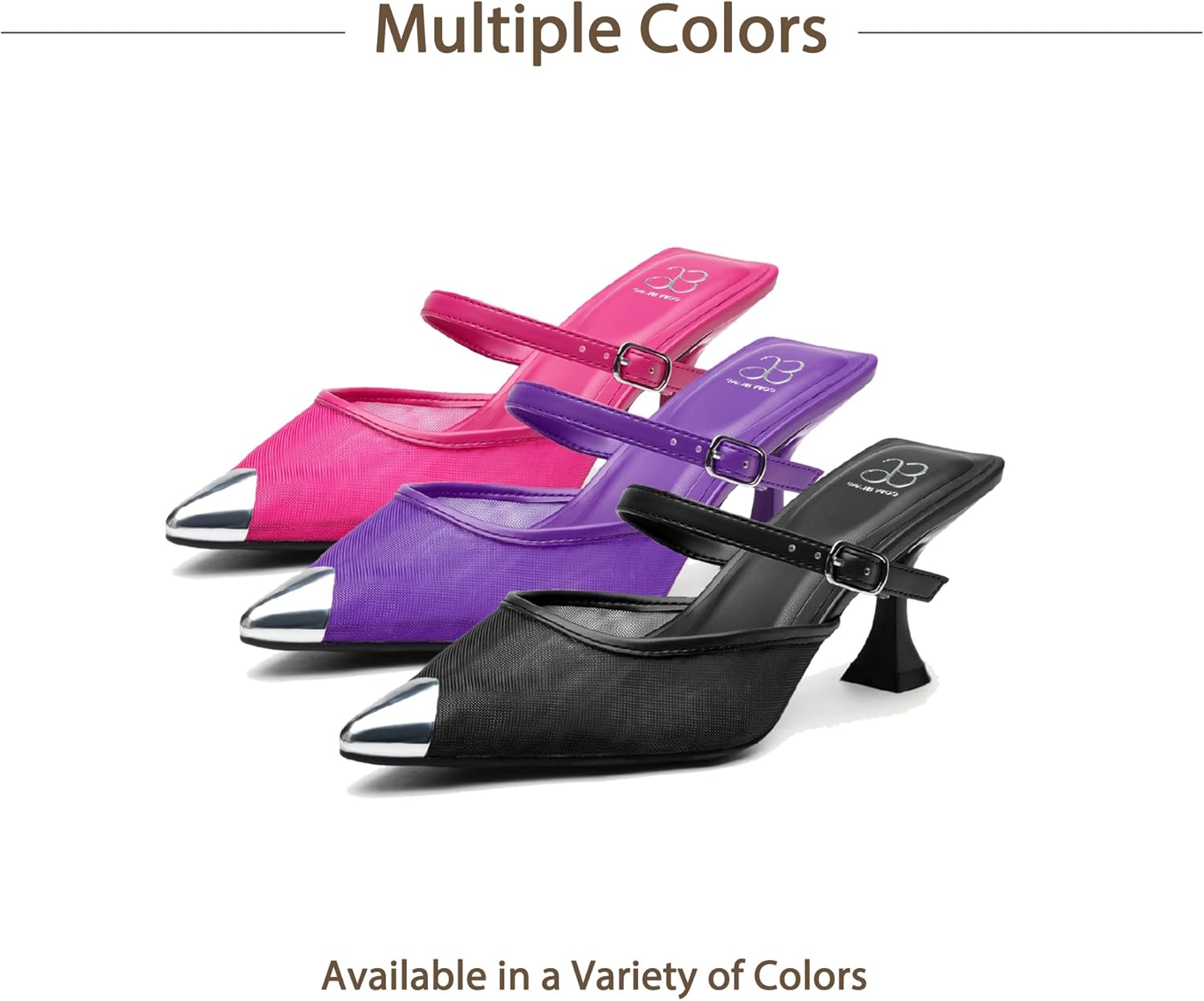 NEWBELLA Women's Closed Toe Kitten Heel Mules - Elegant Mesh Iron Plate Heeled Sandals, Slip-On Dressy Shoes for Office, Party & Comfortable Daily Wear - Image 8