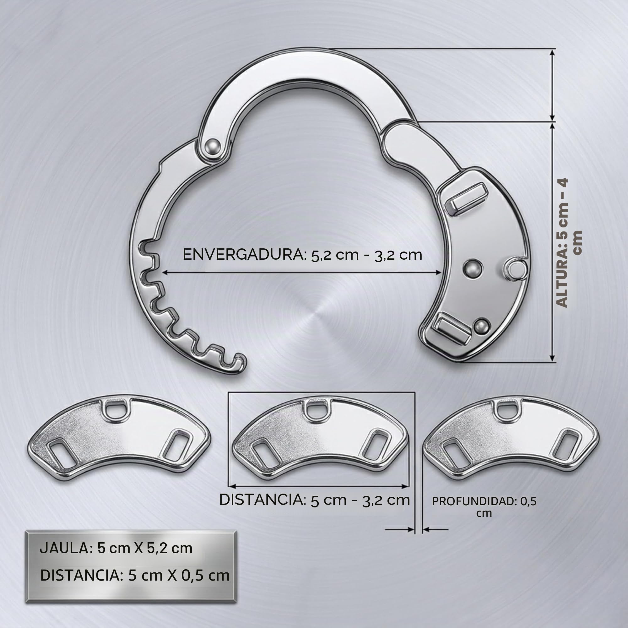 Jaula de Pene Metal 8 cm Longitud de Jaula Ø 3,1 cm 340 g Anilla Escrotal Ajustable en 6 Posiciones (Ø 4–5 cm) Jaula de Castidad Masculina Arnés de Castidad Extremo para Uso Diario Hombres FOPS N25-2