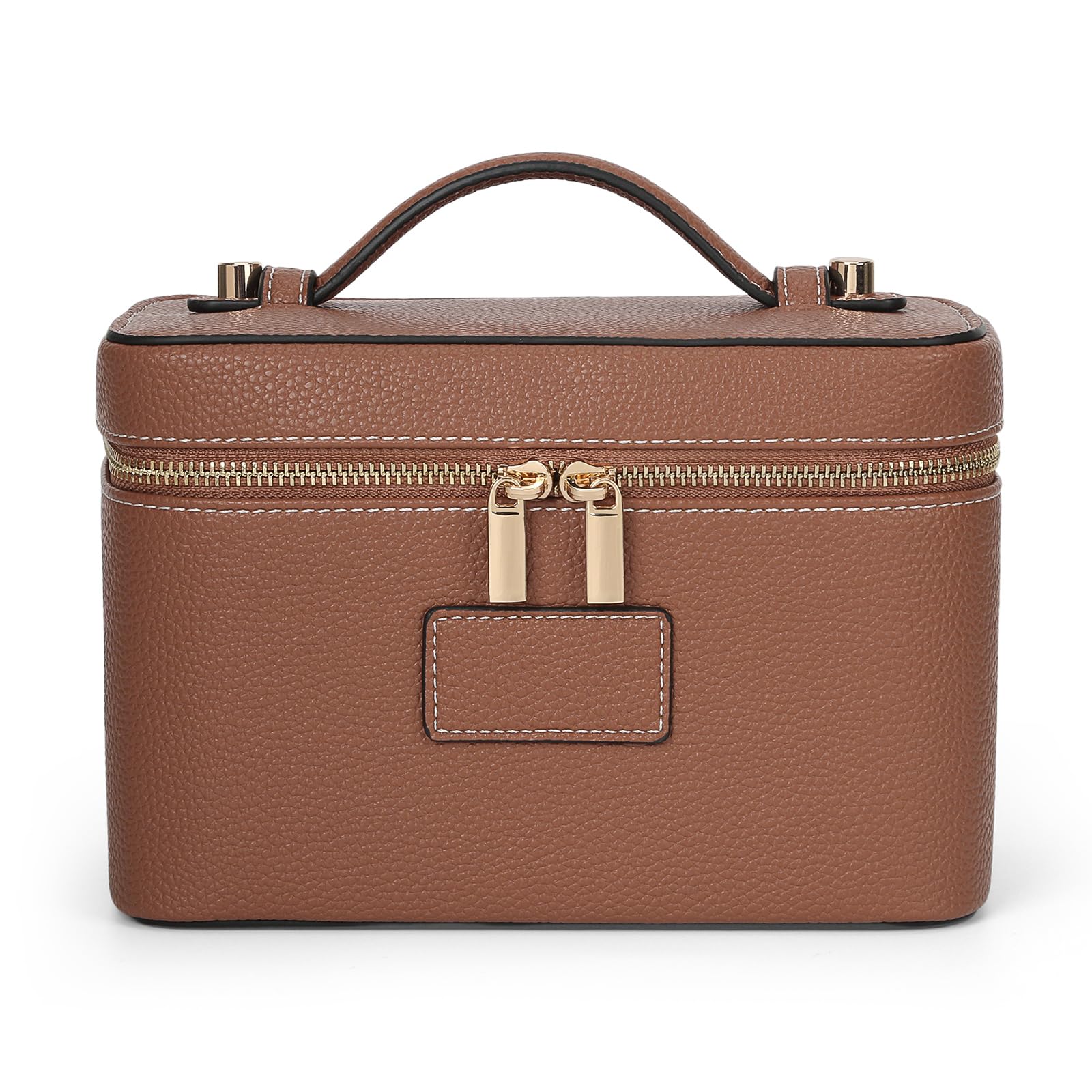 HiTotes, trousse per trucchi, borsa da viaggio in pelle per articoli da toeletta, organizer per trucchi con divisore rimovibile per uso quotidiano, 02-marrone, 21.5cm