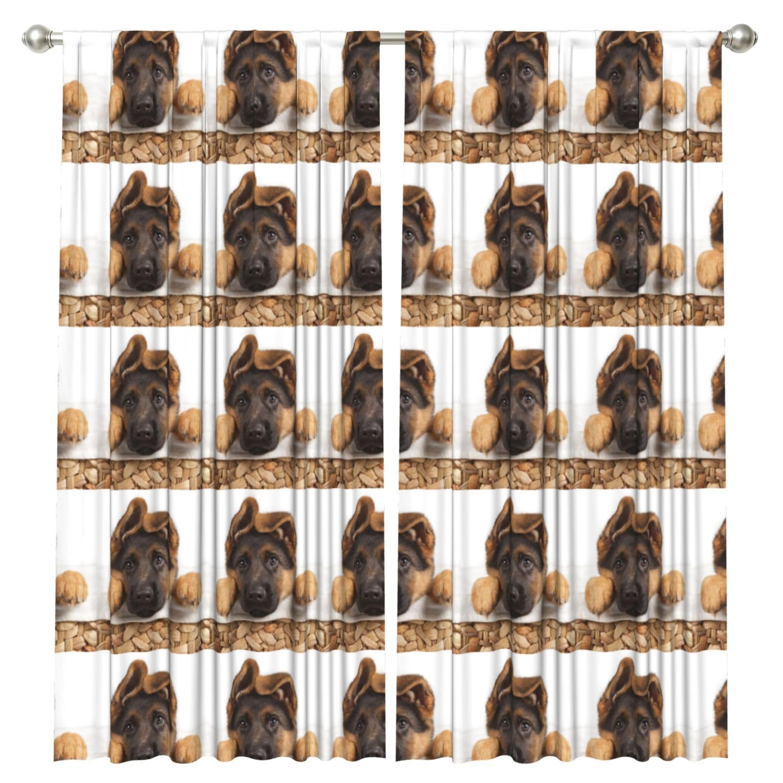 InOmak German Shepherd Puppy Dog, 2 Panels Window Curtains 52 x 84 Inch Blackout Curtains for Living Room Bedroom