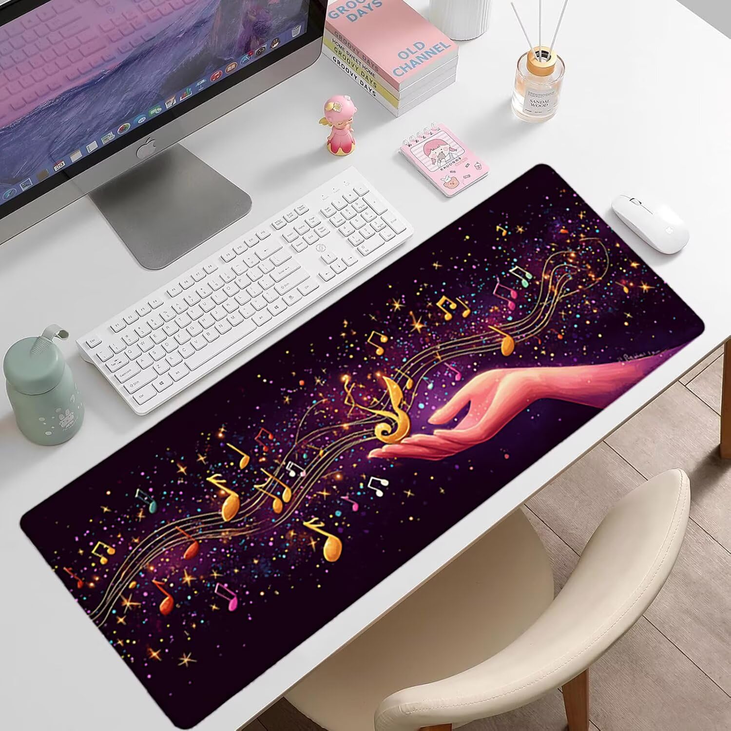 Nowoczesna podkładka pod mysz XXL - 1600x800x3mm - fioletowa duża mata na biurko z przeszytymi krawędziami i antypoślizgowa wodoodporna do komputera, laptopa poprawia precyzję i szybkość -36190