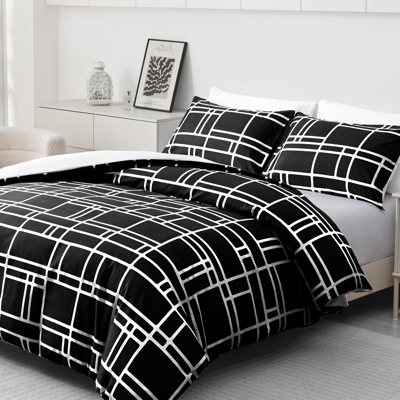 Pamposh King Size Duvet Cover Sets Premium Microfiber Duvet Cover King Size Ultrasoft Hypoallergenic Reversible Bedding Set With Zipper Closure