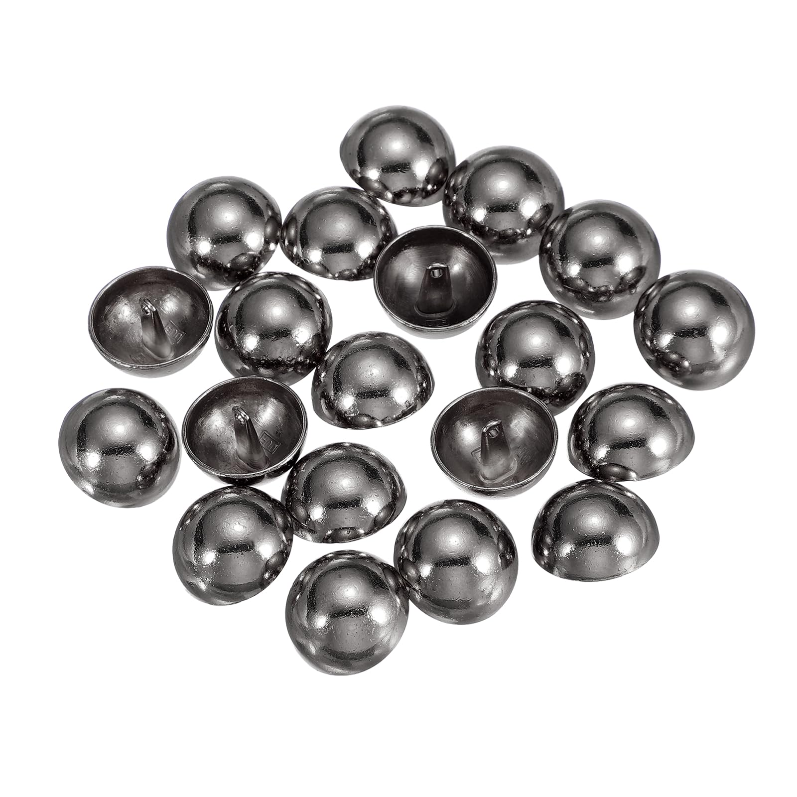 sourcing map 20pcs Half-Domed Metal Sewing Buttons, 23mm / 0.91" Half Round Mushroom Pearl Cap Metal Buttons with Shank for Blazer Suit Coat Jacket Cloth Garment Decoration, Black