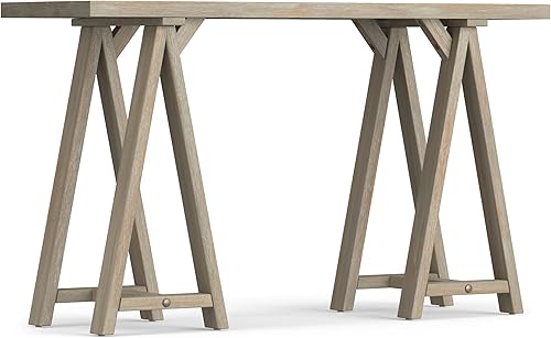 Miniatura 158 de SIMPLIHOME Sawhorse - Mesita de noche de madera maciza de 24 pulgadas de ancho, moderna, industrial, color gris envejecido, para sala de estar y
