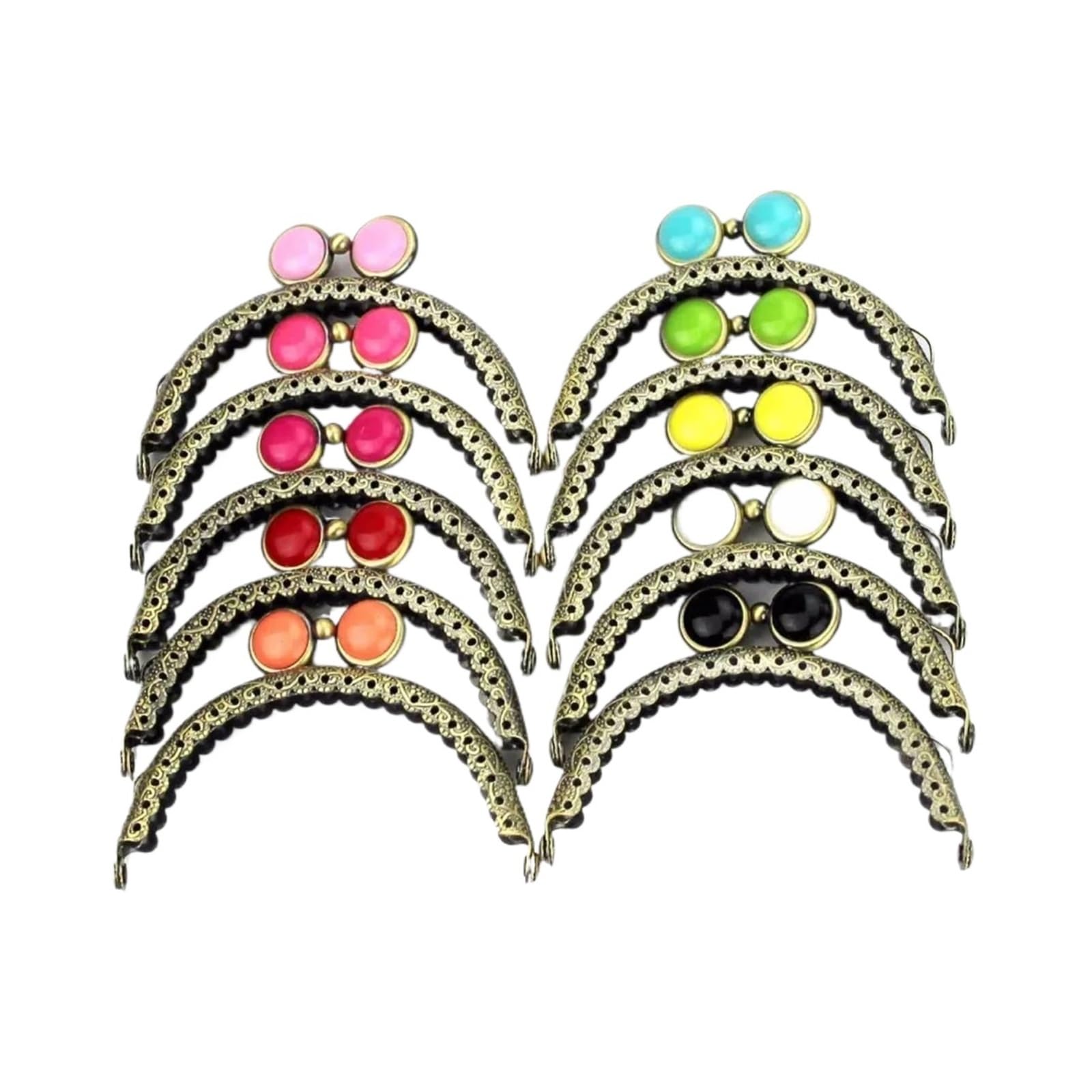 PVUVTNAHW 10Pcs 8.5CM Semicircle Antique Bronze Lace Flat Bead Metal Purse Frame Kiss Clasp Bag Accessories