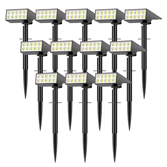 WENATY 12Pack Solar Spot Lights Outdoor Solar Lights Outdoor Waterproof with 4 Light Mode 2-in-1 Landscape Spotlights Solar