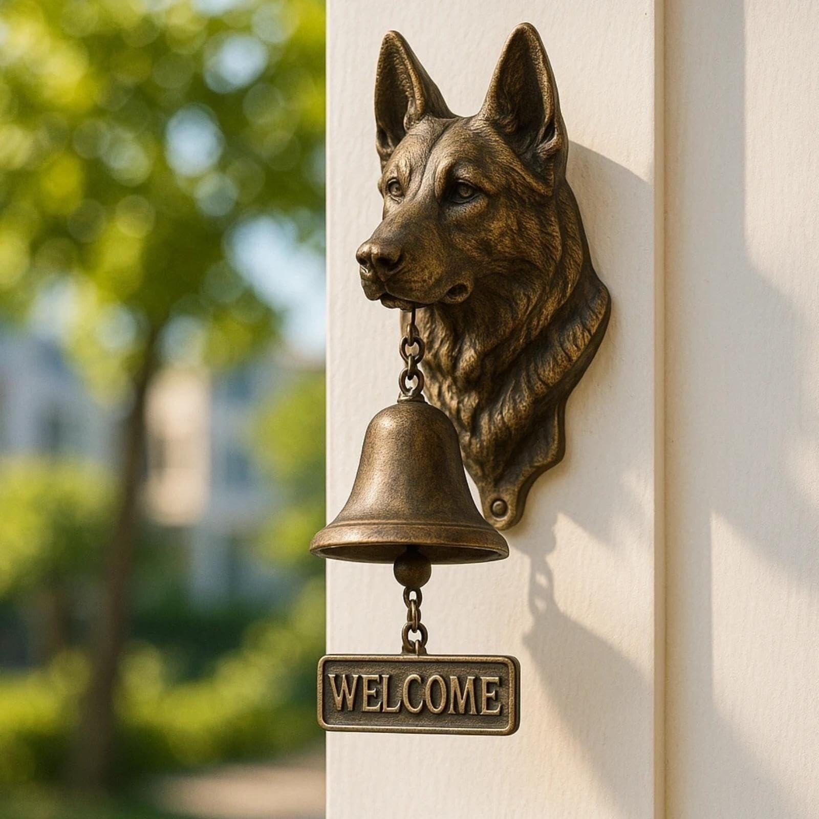 Vintage Rustic Welcome Dog Doorbell - French Bulldog Resin Bell for Garden, Porch, or Entryway | Animal Home Decor(A15)