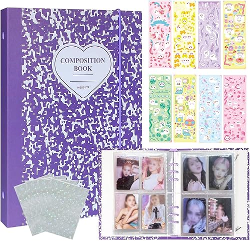 Kpop - Carpeta para tarjetas fotográficas Kpop de 3 pulgadas con 50 fundas holográficas para tarjetas y calcomanías coreanas Kpop, álbum de tarjeta