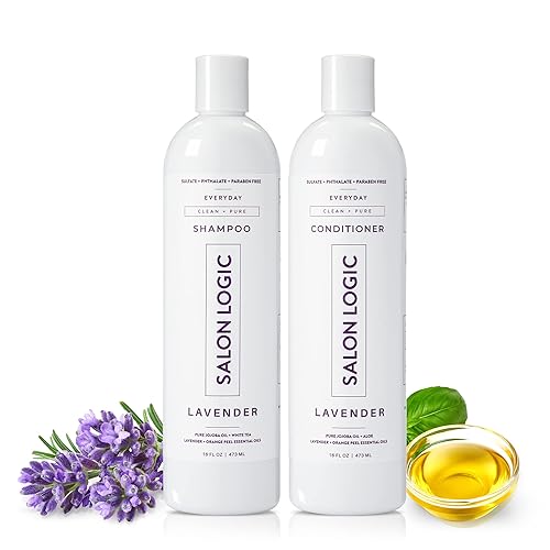 SalonLogic Everyday Clean & Pure - Juego de champú y acondicionador de lavanda, calidad de salón, tratamiento de queratina, perfumado natural,