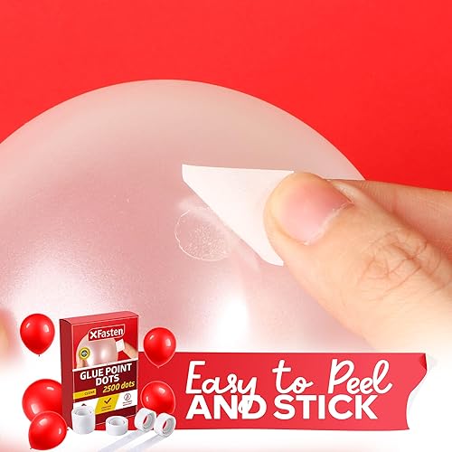 Miniatura 6 de XFasten Puntos de pegamento para globos transparentes, extraíbles, 2500 unidades (25 rollos), cinta adhesiva para arco de globos, puntos de cinta