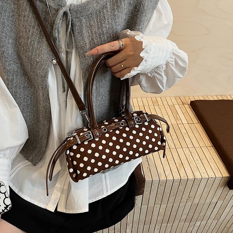 Polka Dot Shoulder Bag Top-Handle Cylindrical Tote Bag PU for Women Girls Ladies2