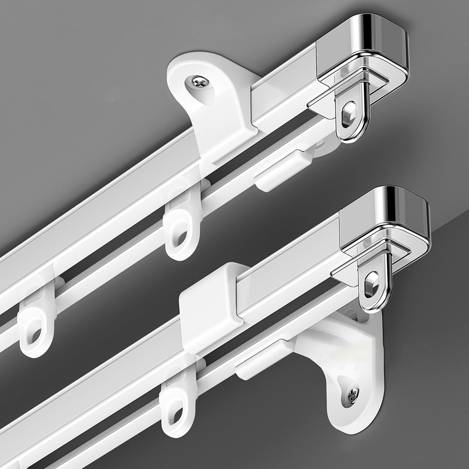 Binario Per Tende In Alluminio Resistente, Carico Max 80kg, Lunghezza Personalizzabile Da 1 A 12 Metri, Con Ruote A Cuscinetto Silenziose, Montaggio A Parete/soffitto, Colore Bianco/nero/oro