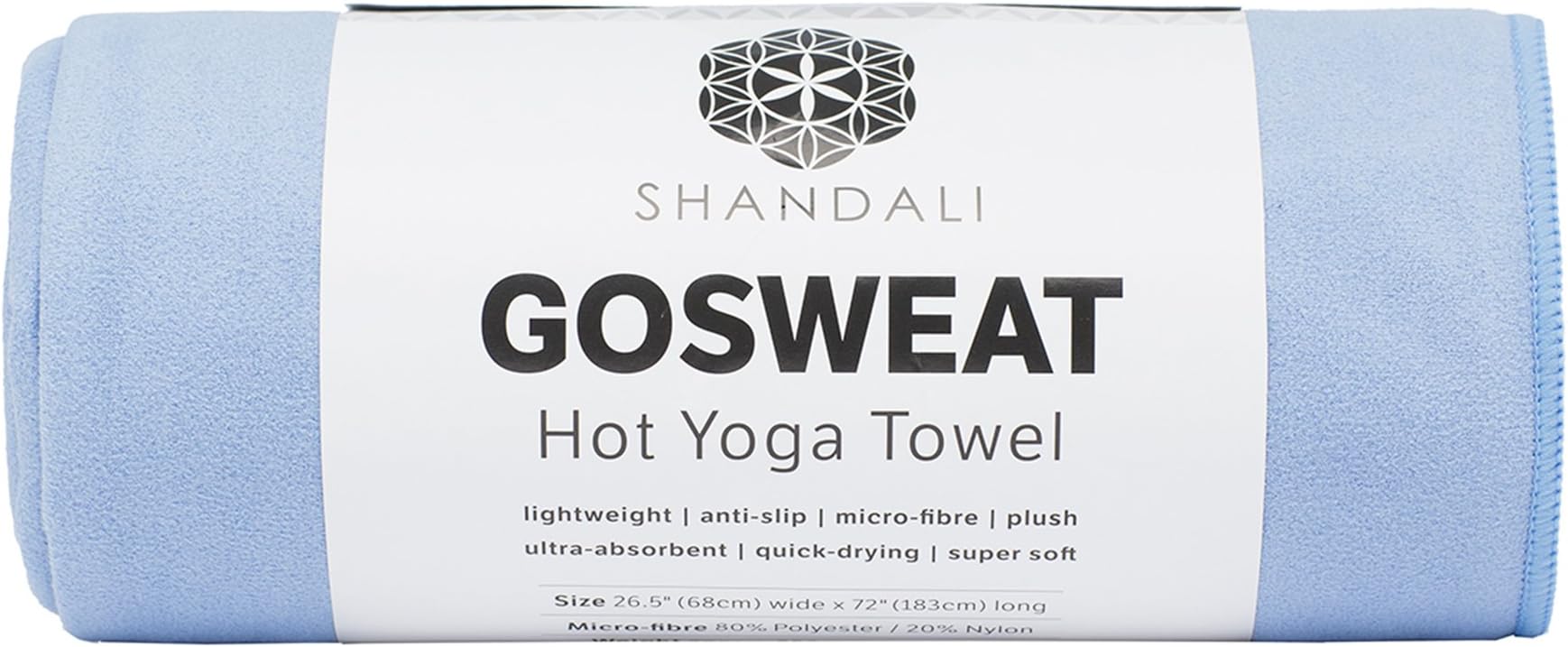Shandali GoSweat Non-Slip Hot Yoga Towel with Super-Absorbent Soft Suede Microfiber in Many Colors, for Bikram Pilates and Yoga Mats.