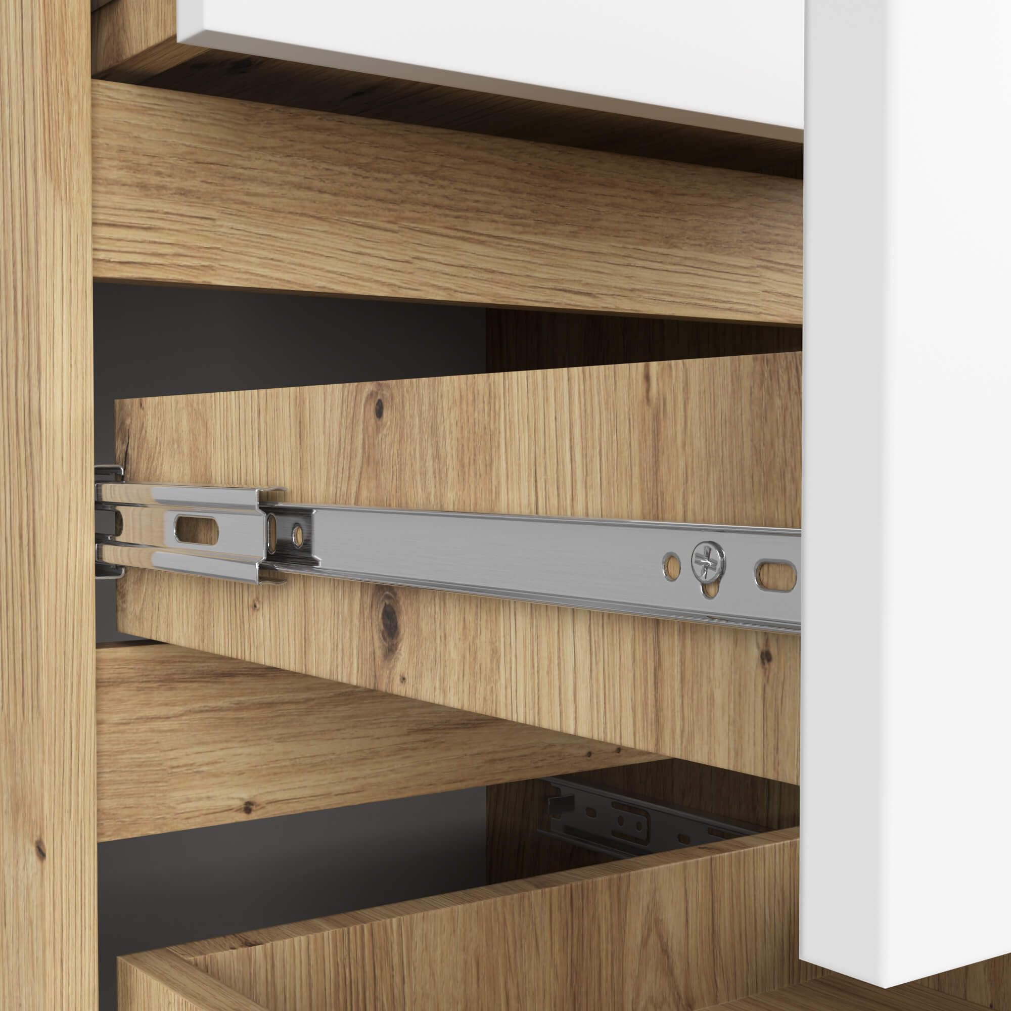 AKORD | Cómoda con 5 cajones | Cómoda Alta | Mueble Moderno para Sala de Estar, Comedor, Dormitorio, Entrada, baño | Armario para habitación Infantil | 35x40x92 cm | Roble Artisan & Blanco Frente