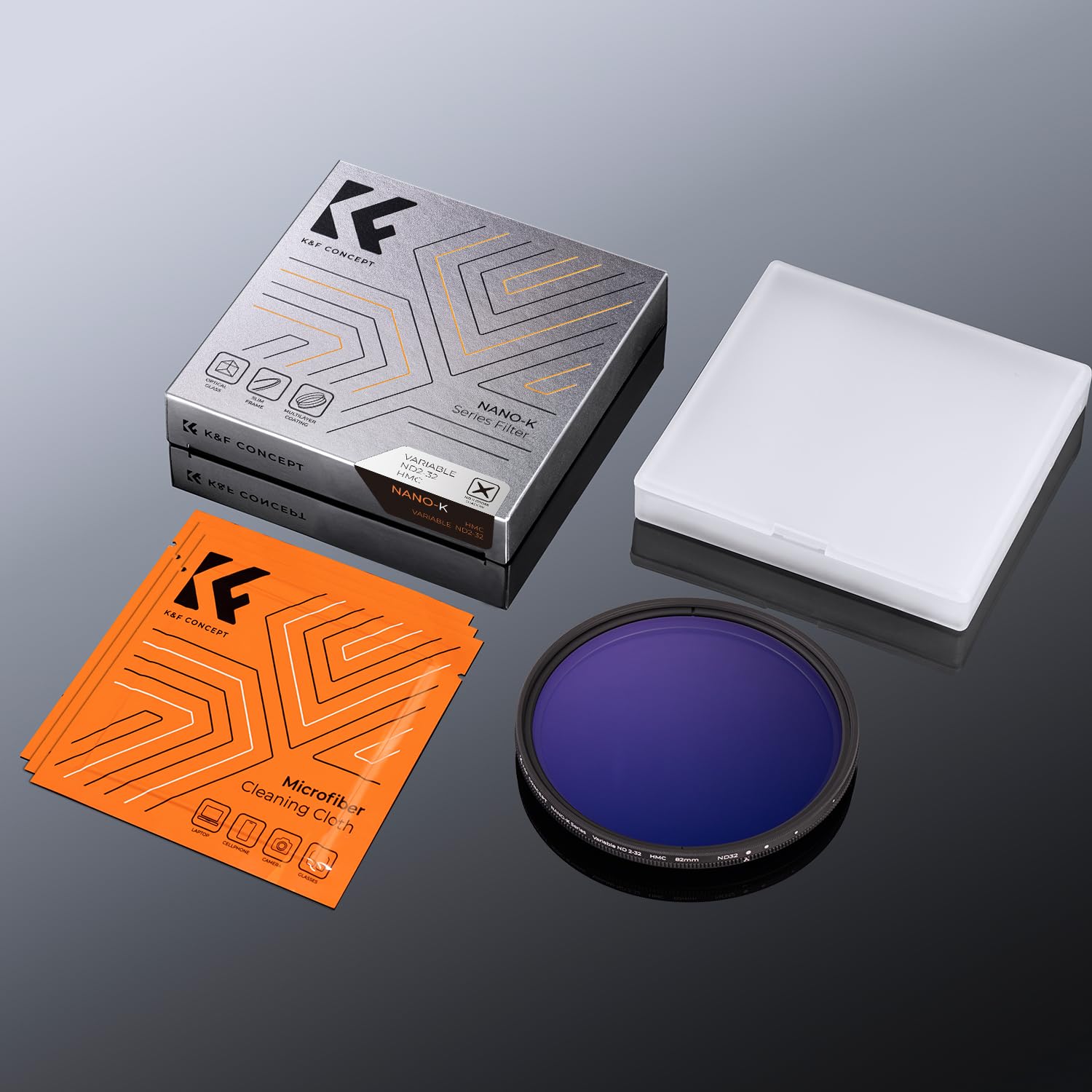 K&F CONCEPT Filtro Variabile ND2-32 (1-5 Stops) Filtro Densità Neutra di Vetro Ottico per Obiettivi 77mm con 3 Pezzi di Panno per Pulizia(Serie Nano-K)