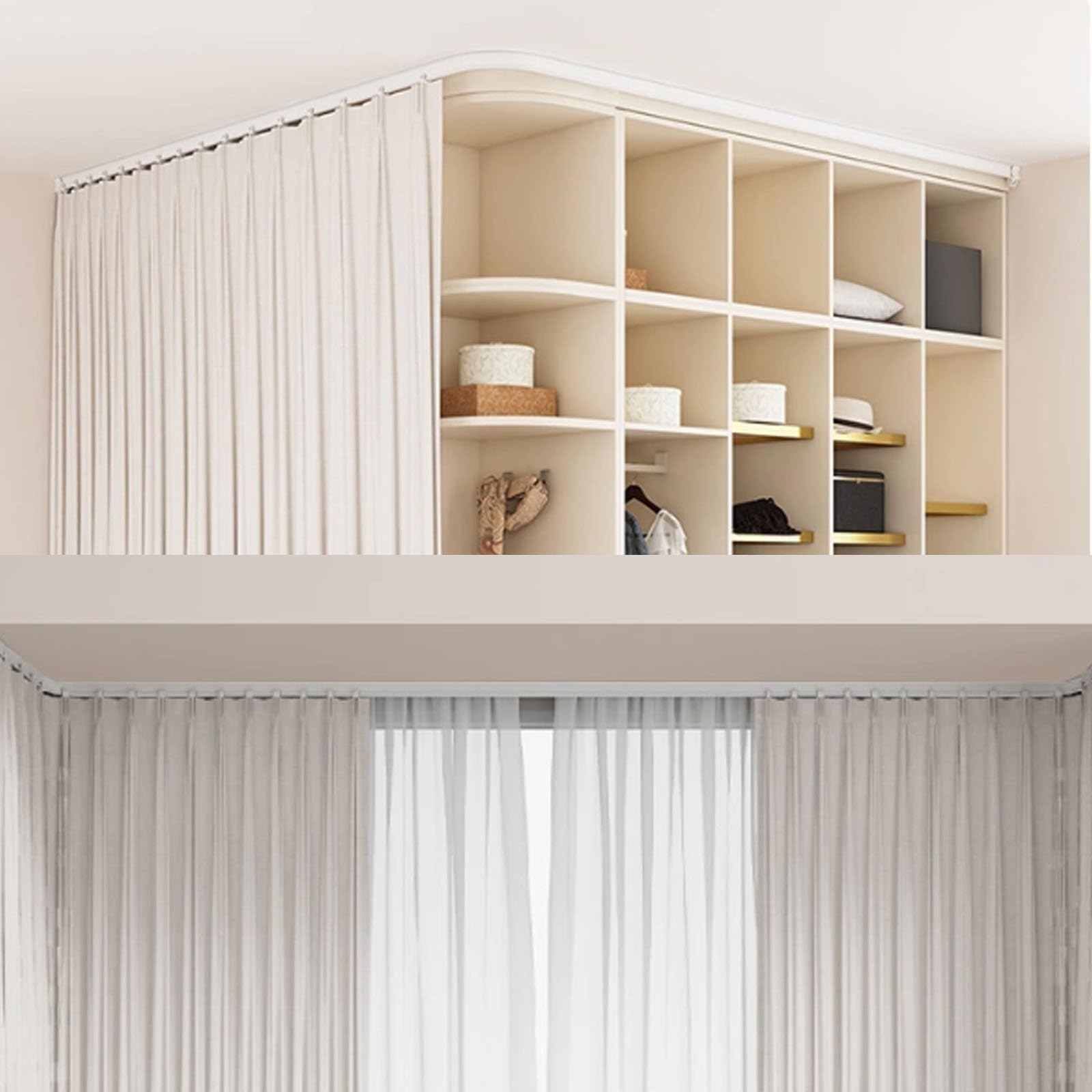 Barra cortina ducha curva Cortina ventana techo Barra cortina ducha curva Riel de cortina de techo flexible Ámbito de aplicación: Adecuado para salas de estar baños dormitorios techos ventan
