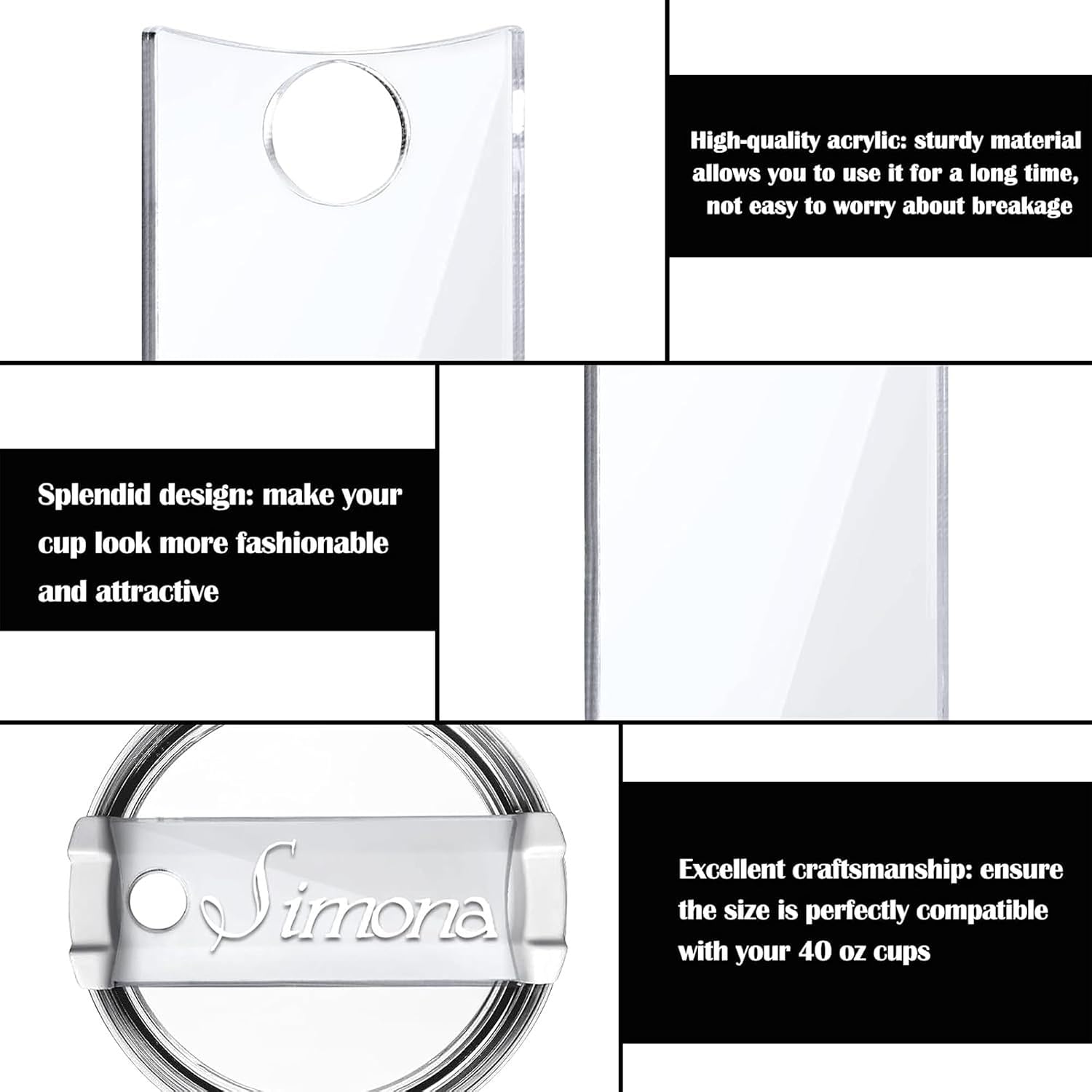 Sublimation Acrylic Name Plates Holder Blanks 3.2" x 1.3" for Stanley 30 OZ 40 OZ Tumblers Personalized Name Tag Customized Designs Stanley Cup (30oz(5pcs)