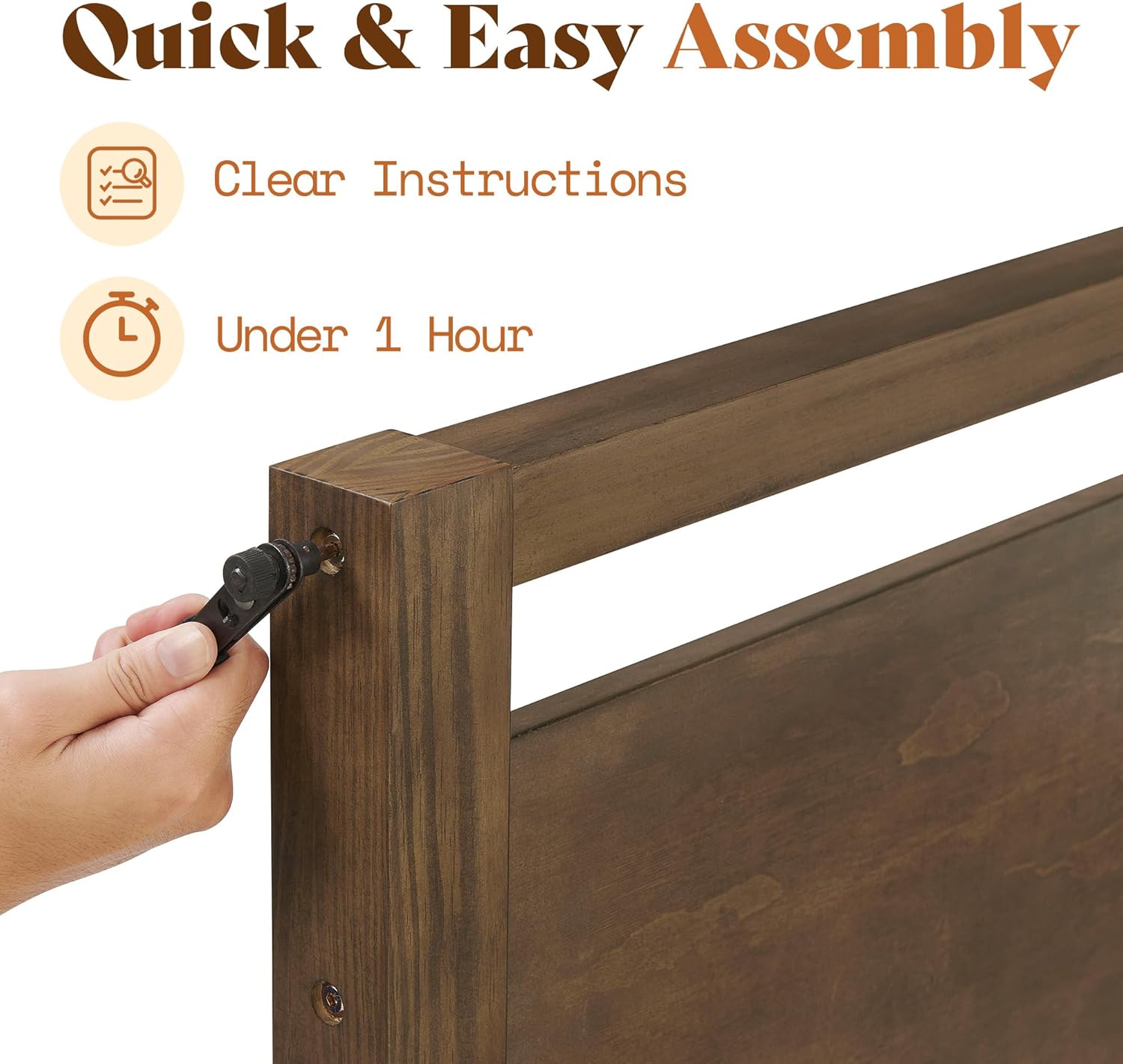 amerlife king size bed frame dark brown styled in bedroom