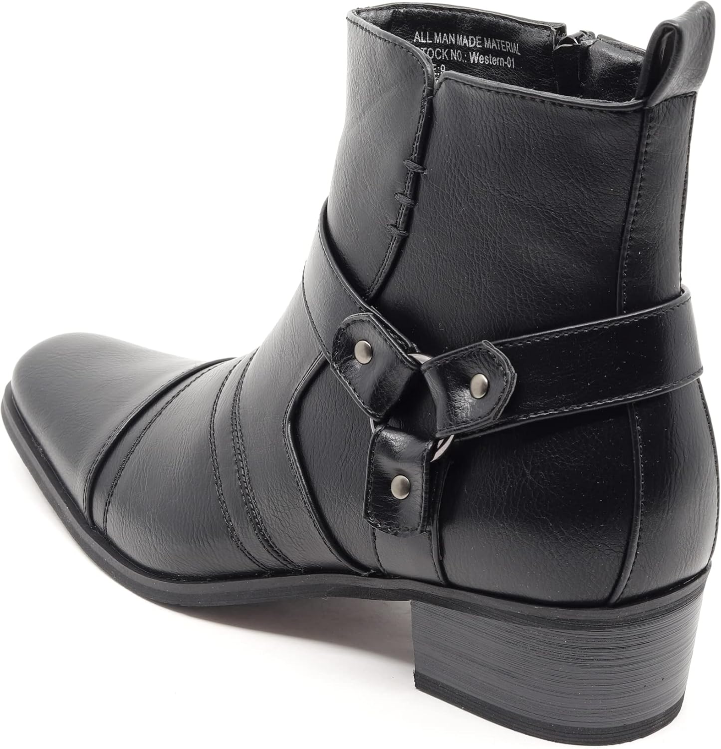Metrocharm Men's Casual Belt Strap Studded Western Cowboy Shoes Boots WESTERN-01