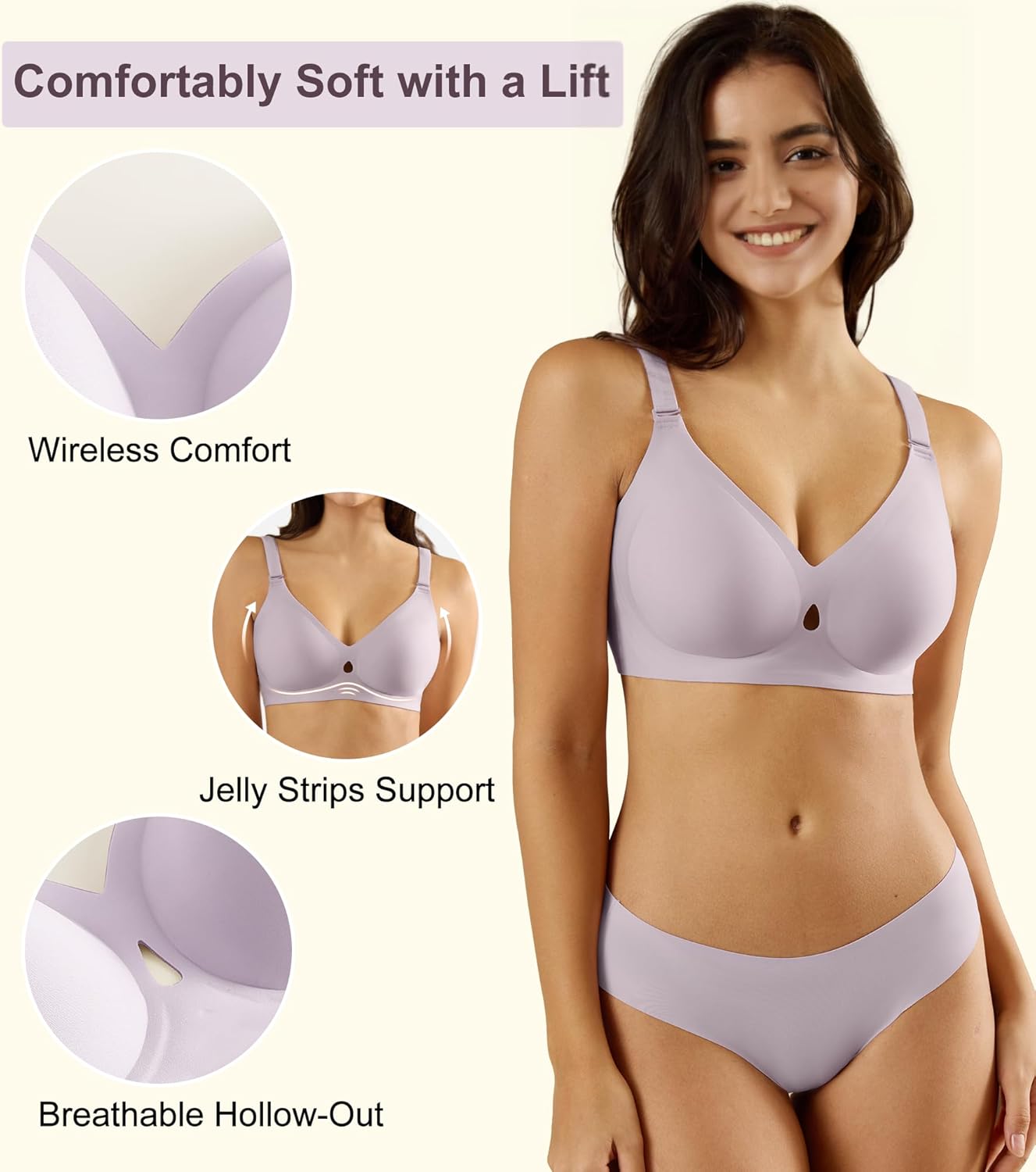 Padded Wireless Bras for Women - Wireless Bra Bralettes for Women with Support Padded Bralette - Image 2