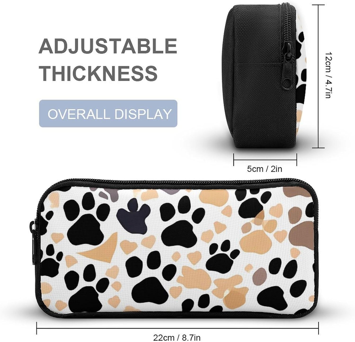 Cute Dog Paw Prints Large Pencil Case, Pencil Pouch with Zipper image 2