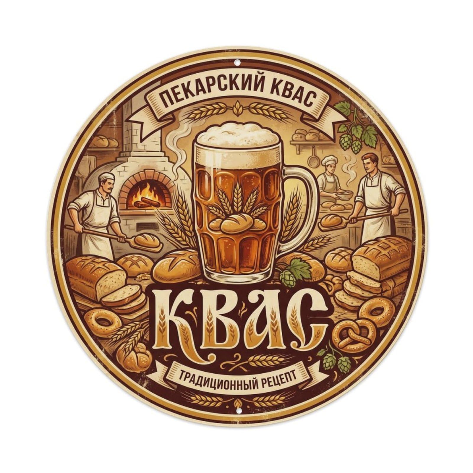 Rustic Kvass Fermented Drink Brew Cellar Malt Roast Metal Tin Sign