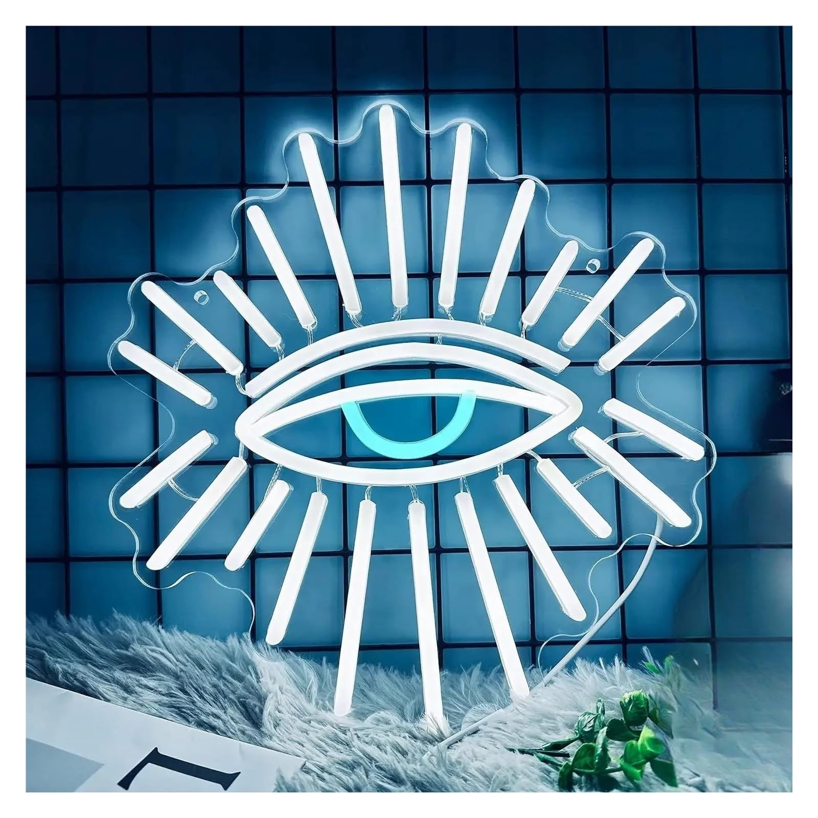 Luz de Diseño de Digital Letrero De Neón De Ojos Malvados Para Decoración De Pared Luz LED De Brillo Ajustable Alimentado Por USB Para Dormitorio Cueva De Hombres 30cm×33cm