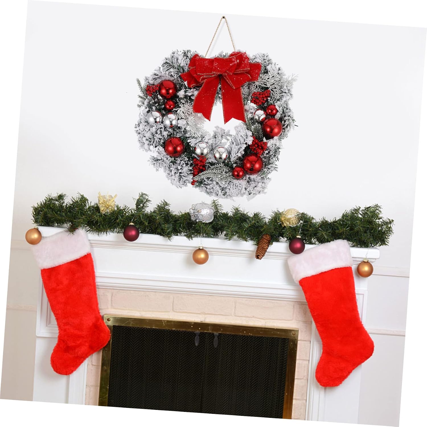 PRETYZOOM Elegant Christmas Garland Artificial Wreath Door Hanging Festival Decor Xmas Wreath Pendant
