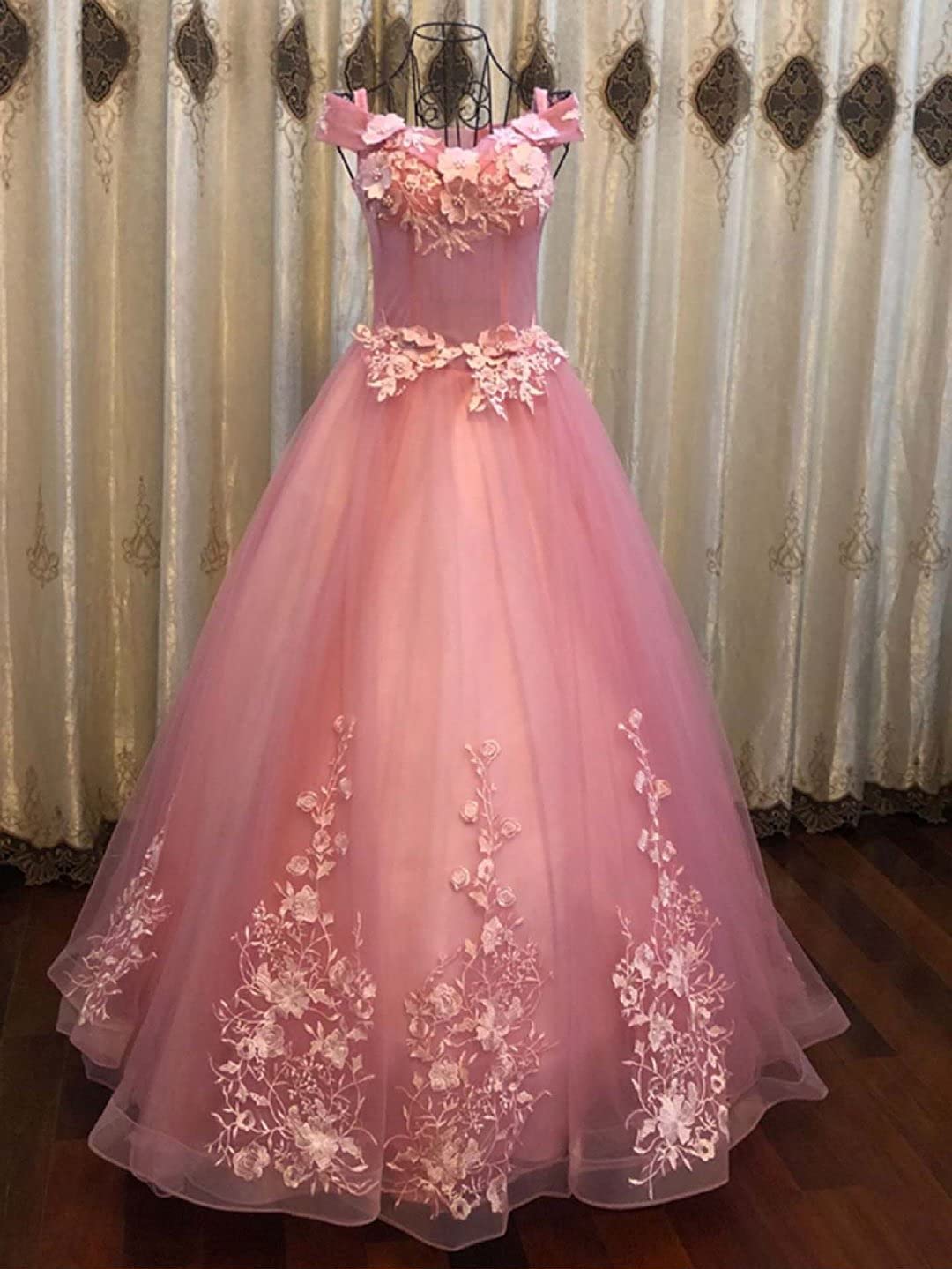 Schulterfrei Abendkleider Tüll Prinzessin Lange Party Ballkleider Quinceanera Kleider