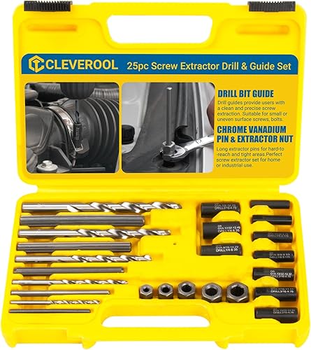 Extractor de pernos rotos, juego de extractores de brocas de 25 piezas, guías de brocas fáciles de quitar, kit de extractor de taladro para quitar