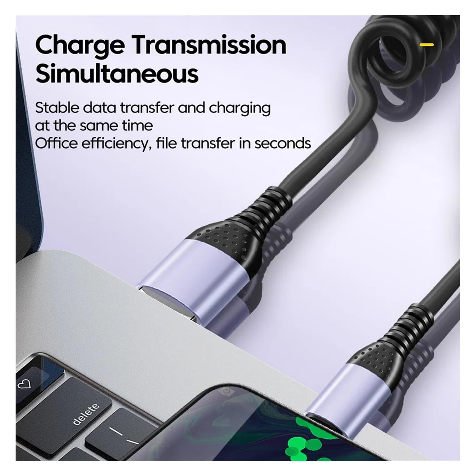 USB C Molla Gomito 6A 66W Carica Veloce Tipo C Cavo per iPhone per Samsung | 66 W C a C