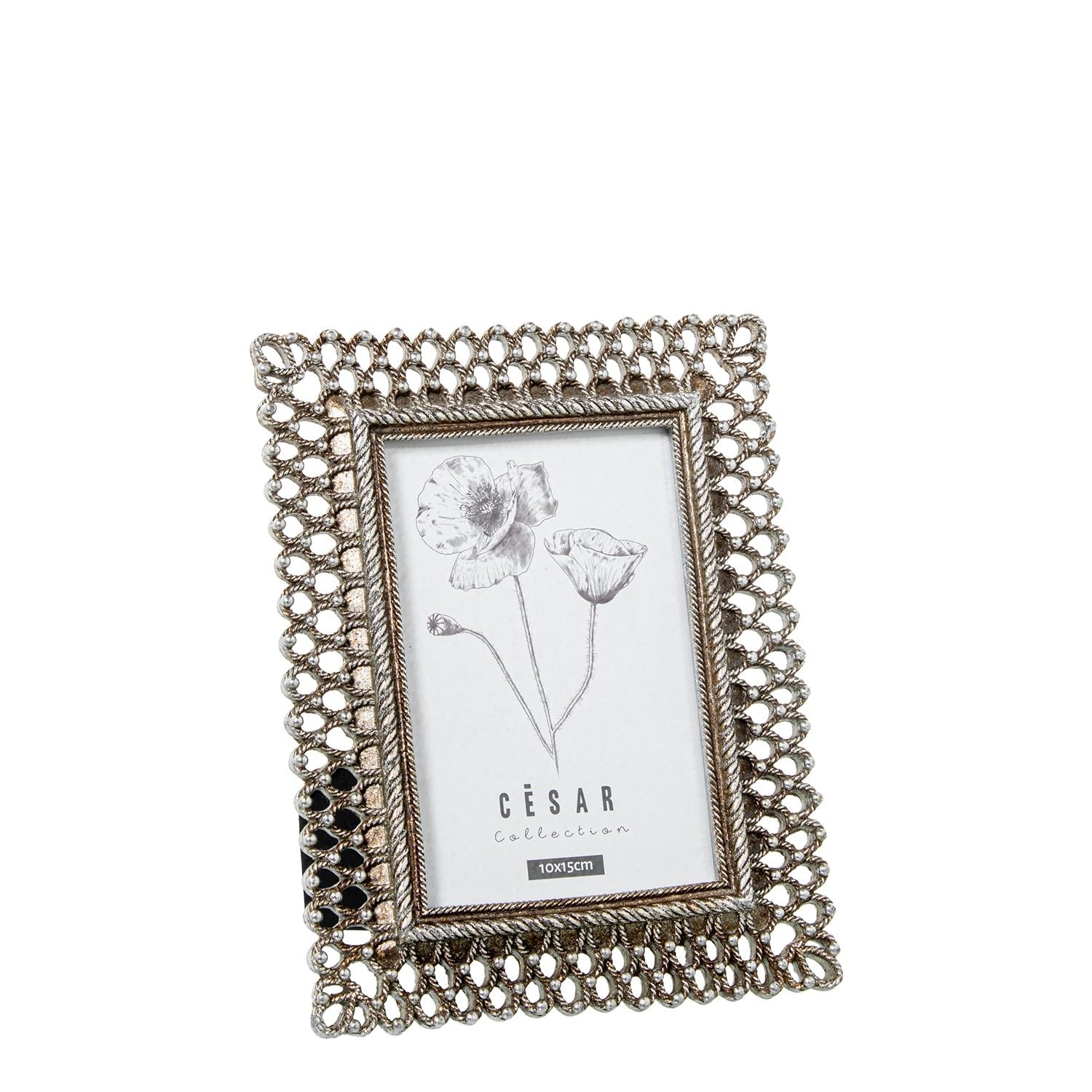 DRW Resin photo frame for photography, 10 x 15 cm, silver
