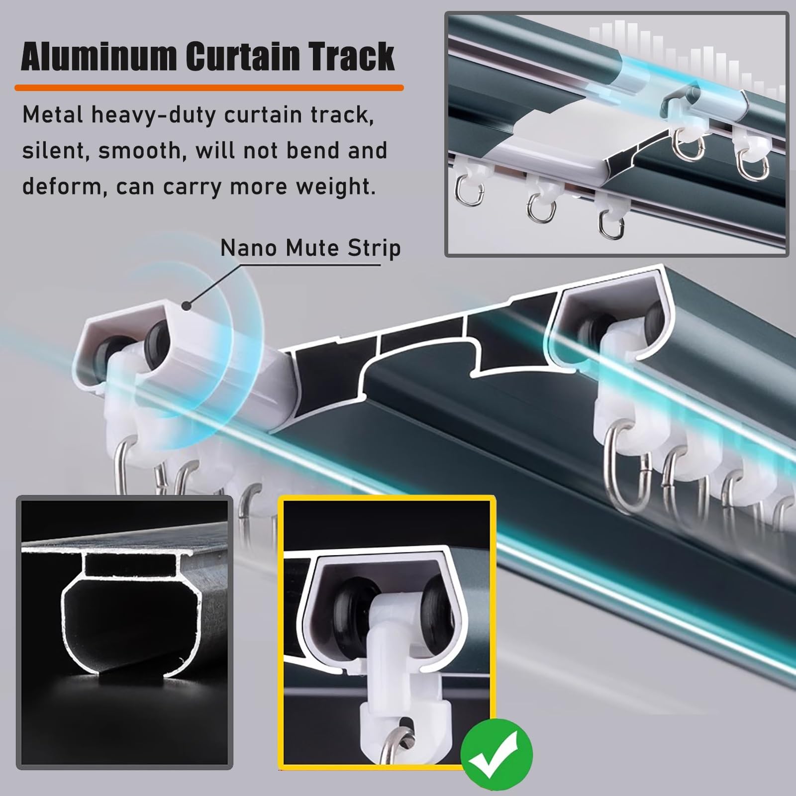 Support de tringle double ain avec rail coulissant Idéal pour les locataires – Support de 1 m pour salon et chambre à coucher et facile à installer