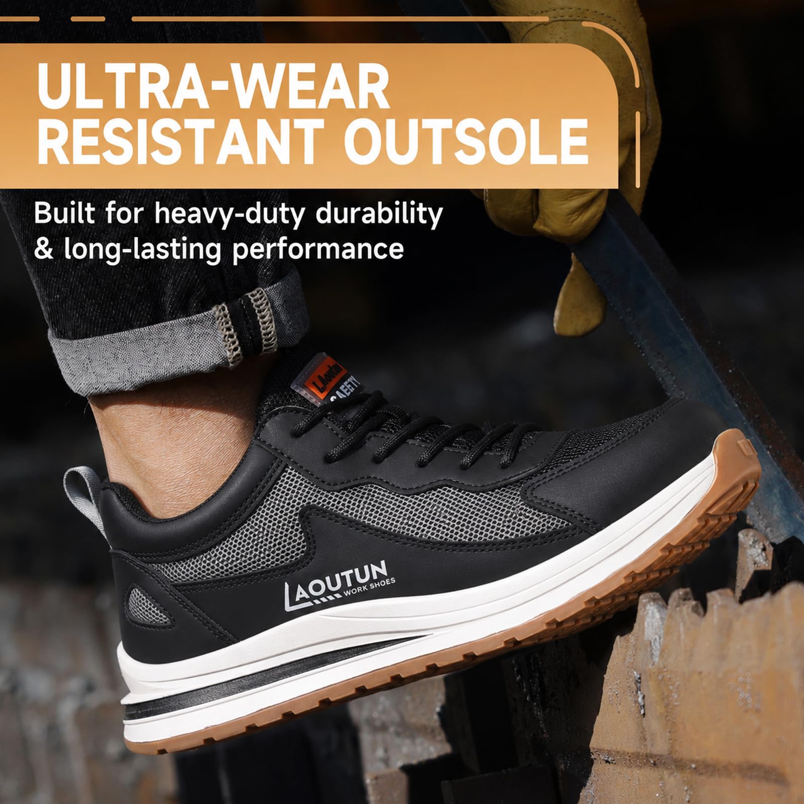 LAoutun Zapatillas de seguridad para hombre, con puntera de acero