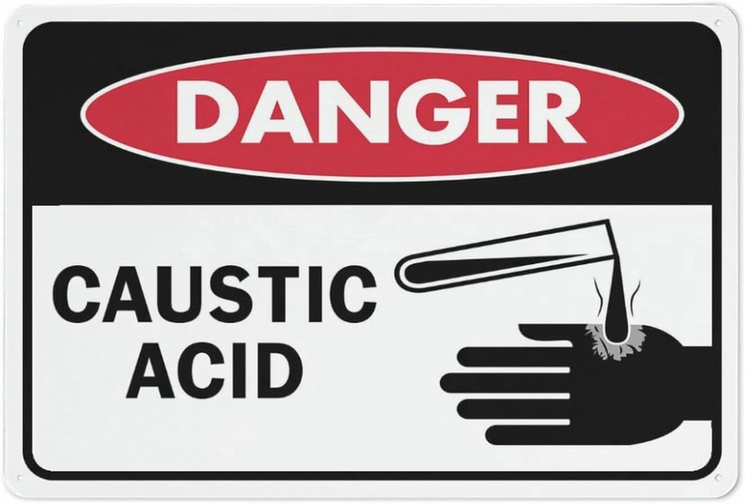 (2-Pack) Metal Tin Sign Danger Caustic Acid Symbol Sign Signs 12X8 Inch Rust Free,Uv Ink Printing,Durable/Weatherproof Outdoor For Home