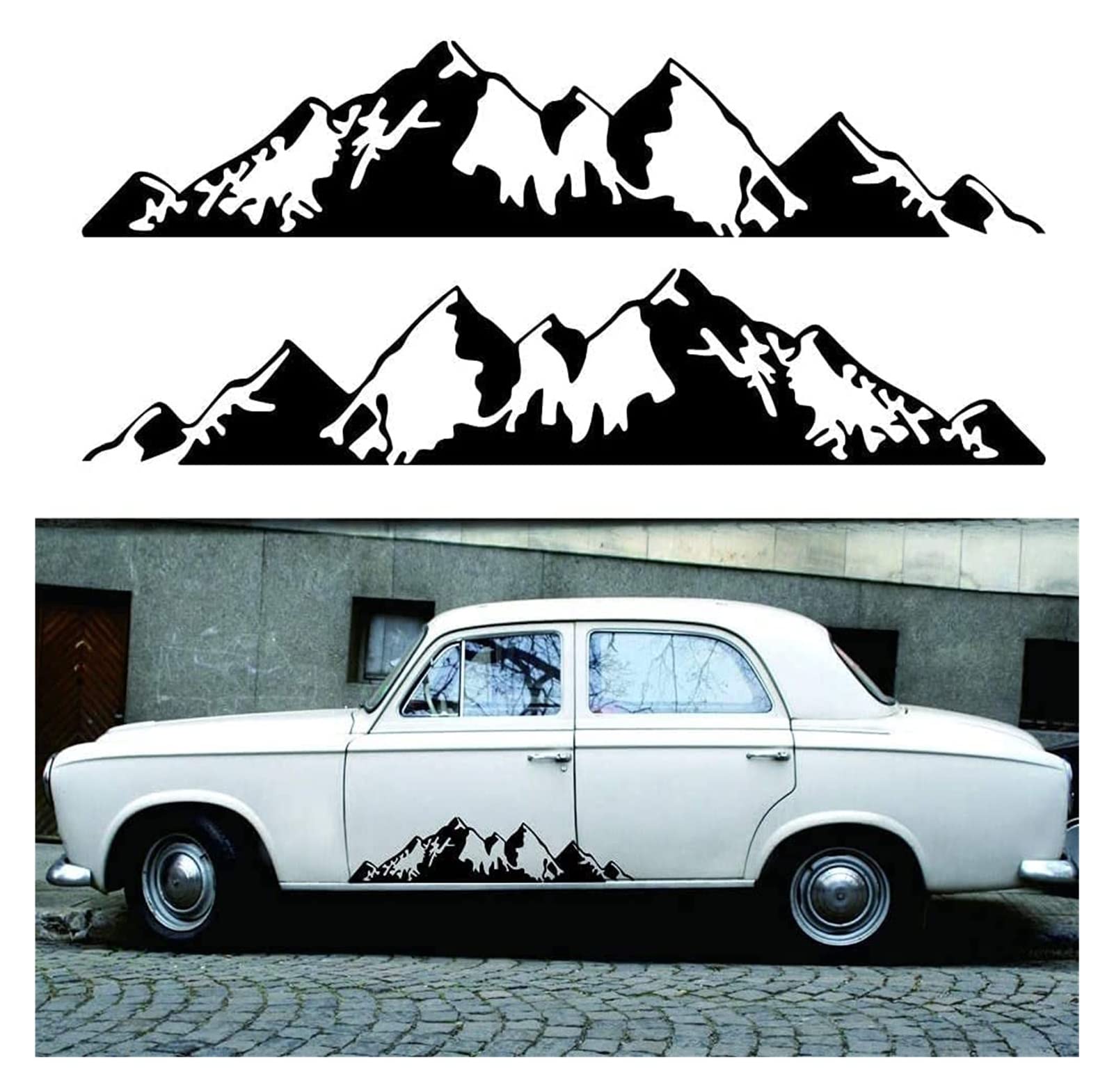 Calcomanía para carrocería de automóvil, calcomanía lateral autoadhesiva, 2 piezas, decoraciones gráficas de montaña personalizadas, calcomanías para coche, carrocería, carreras, puerta