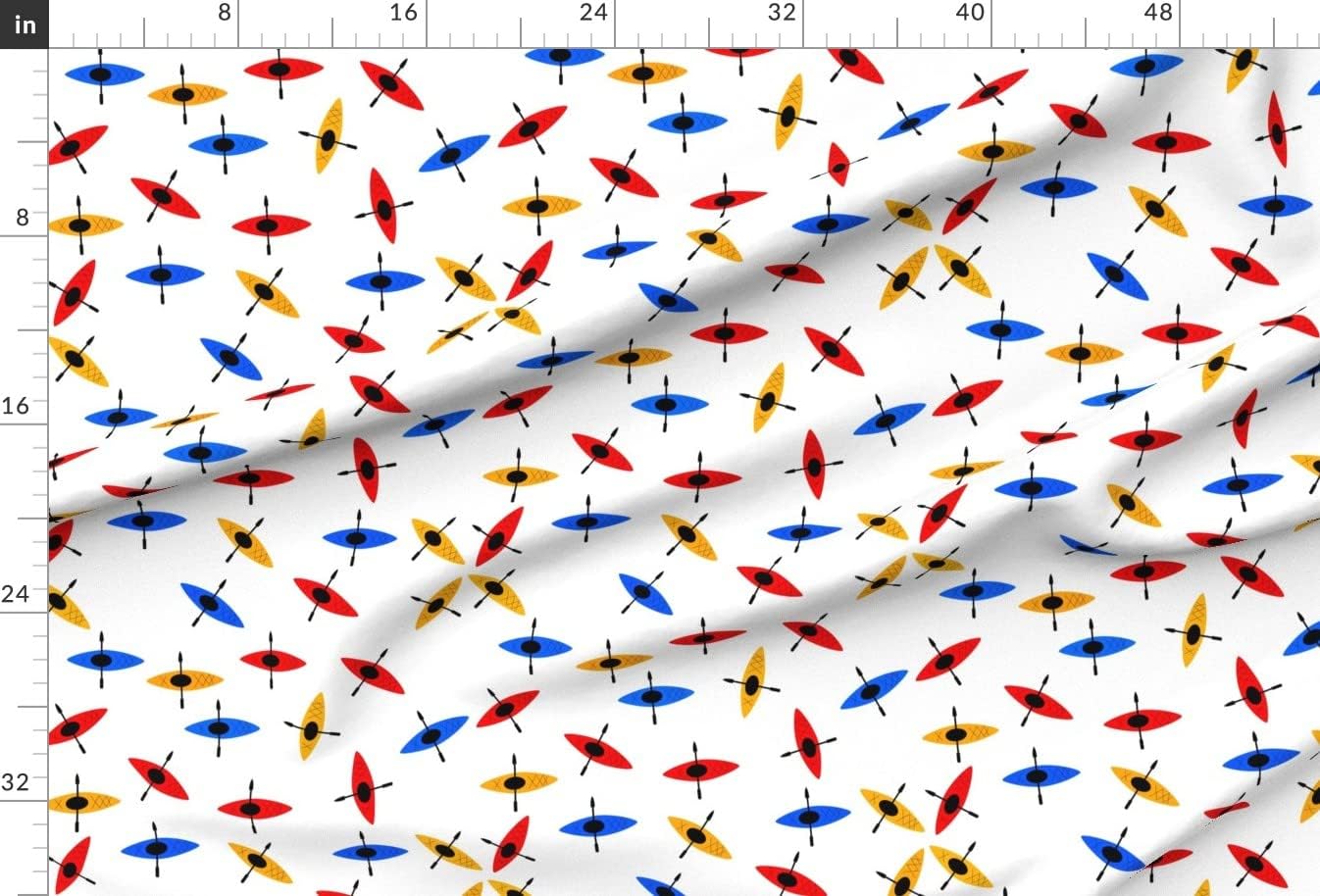 Spoonflower Fabric - Colorful Kayaks Sport Red Blue Yellow Whimsical Printed on Minky Fabric by The Yard - Sewing Baby Blankets Quilt Backing Plush