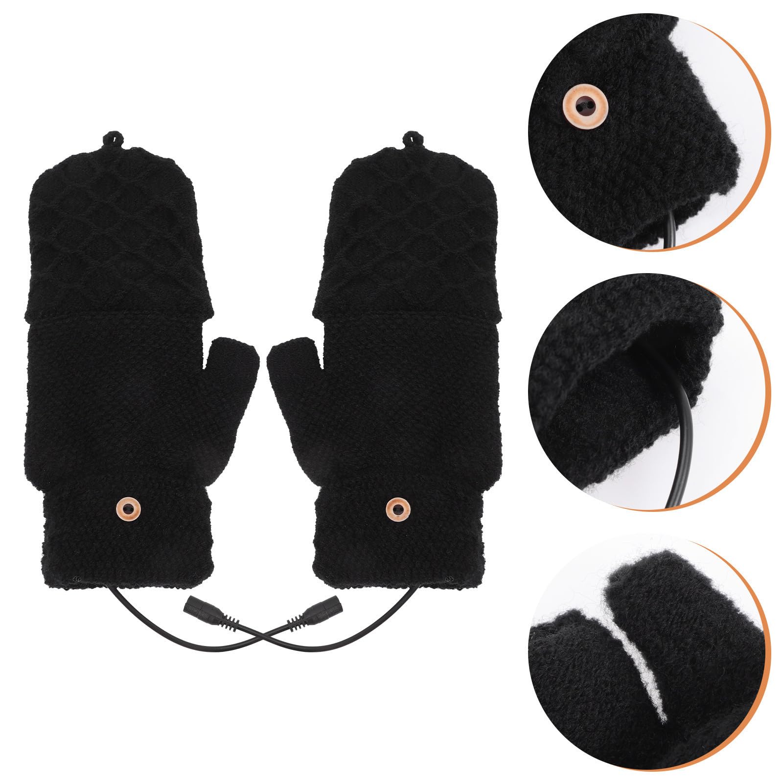 Didiseaon 4 Pares Guantes Térmicos Calefactables USB de Medio Dedo, Negro