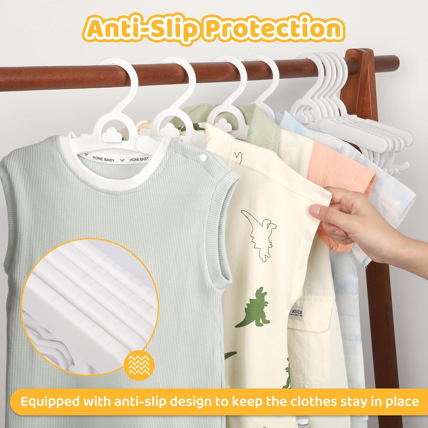 40 Pack Baby Clothes Hangers, 11-15" Adjustable Non-Slip Thickened Kid Hangers for Nursery Closet Toddlers Infant Children to Teenager (White) - Image 4